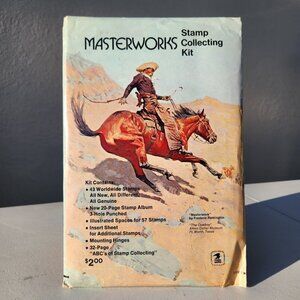 New Masterworks Stamp Collecting Kit 43 Stamps Album book VINTAGE from the USPS